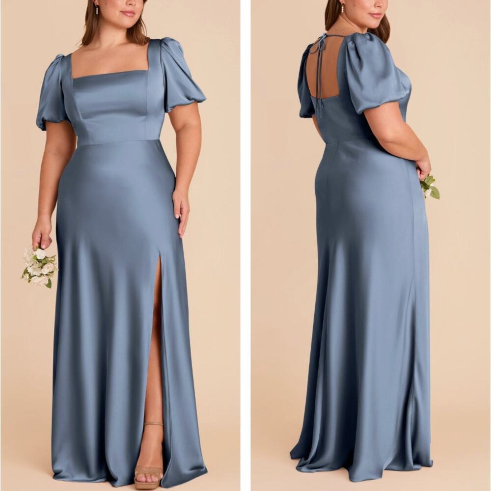 Birdy Grey Judy FrenchBlue Puff Sleeve Satin Bridesmaid Dress WeddingGuest sz XL